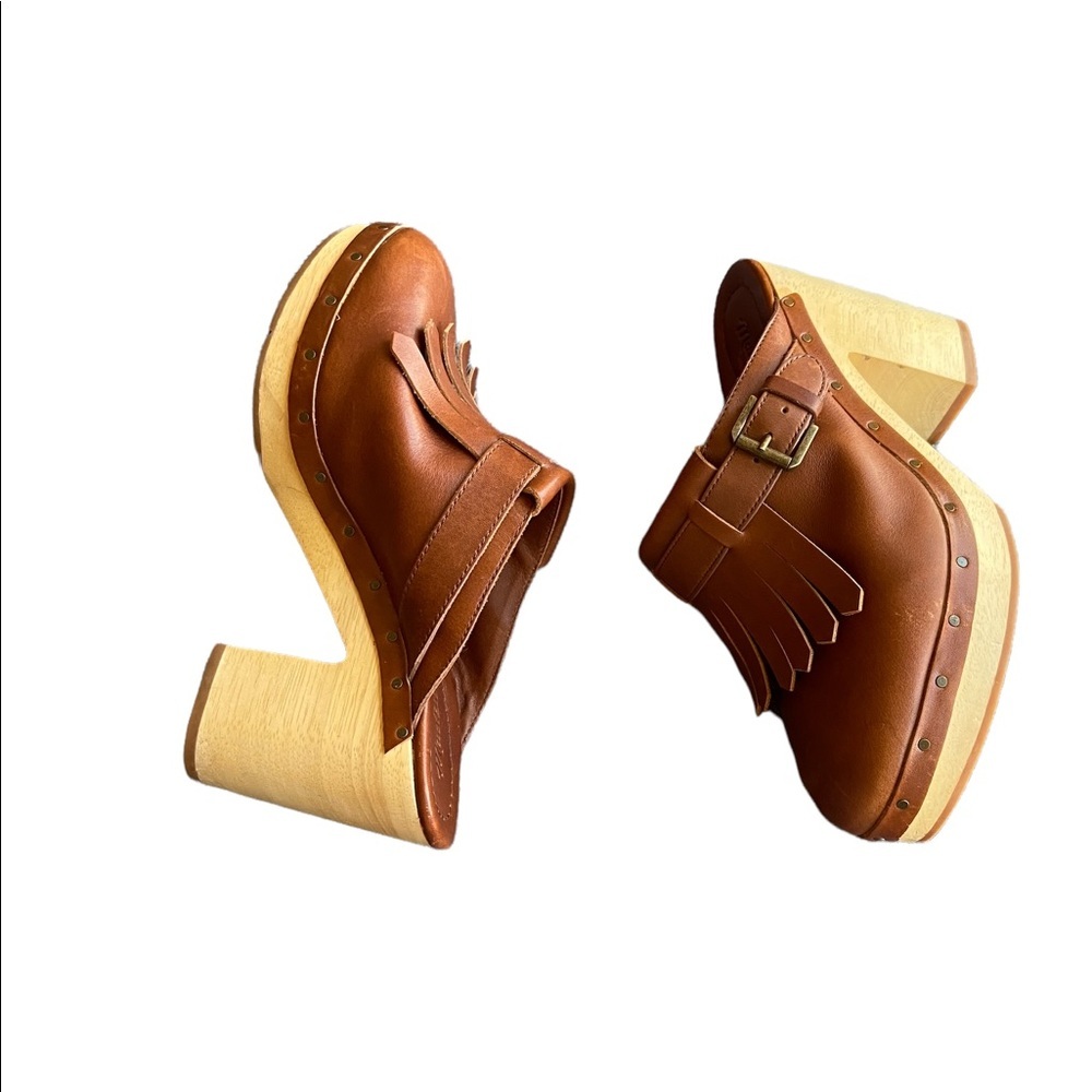 Madewell Fringed Chestnut Mules Slides - Picture 8 of 16